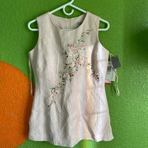 NEW Pink JESSICA HOWARD PETITE Women’s Top Size 8 Floral Light Pink Vintage Art